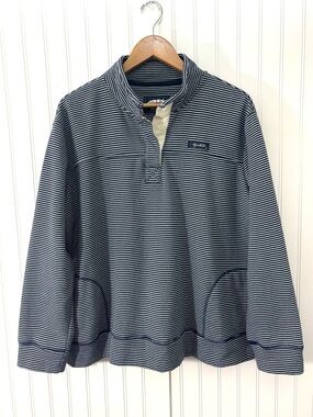 State of Mine Florida Navy Stripe Pullover Sweatshirt XXL Organic Cotton Preppy